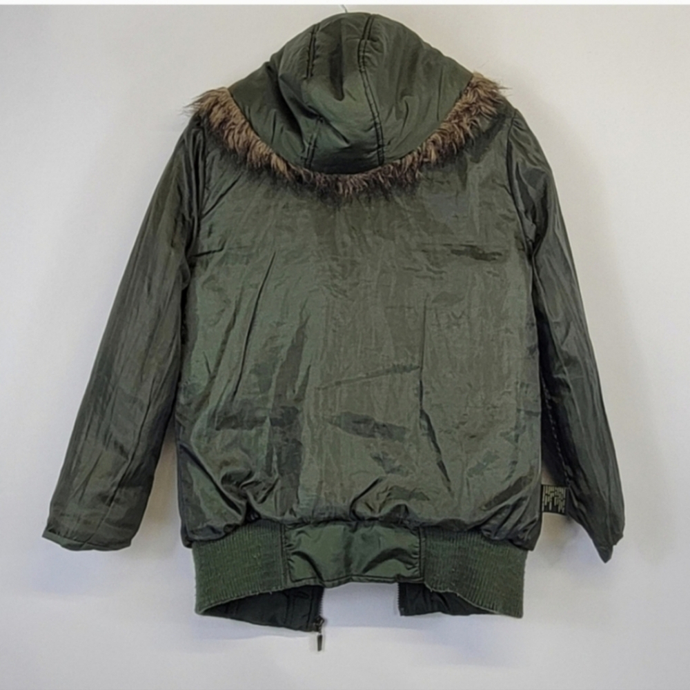 DOLLHOUSE Hooded Bomber Green Puffer Jacket Size Medium - Picture 6 of 7